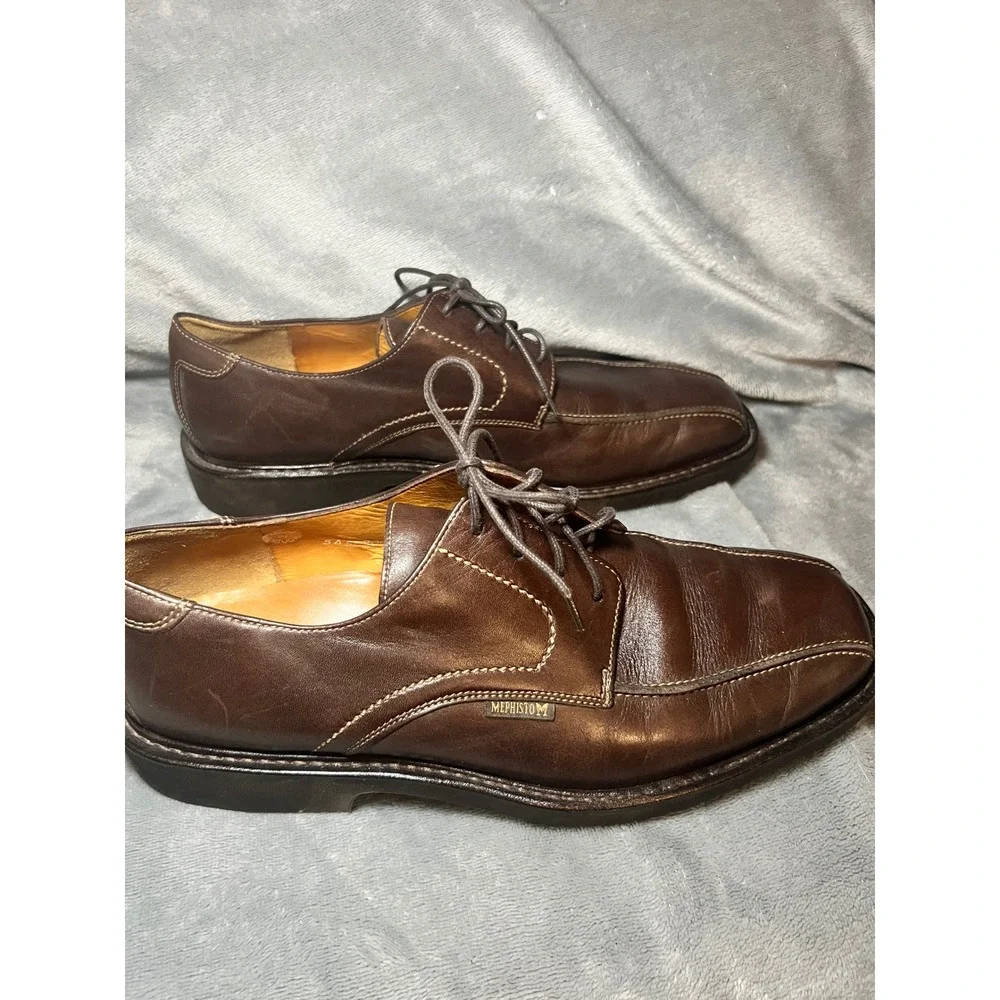 Mephisto Mens Leather Brown‎ Dress Shoes Lace Up Oxfords Goodyear Welt Size 10